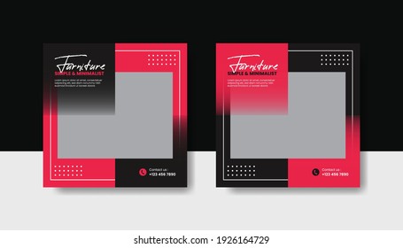 Furniture minimalist social media post template collection