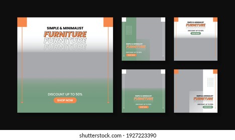Furniture minimalist social media post template collection