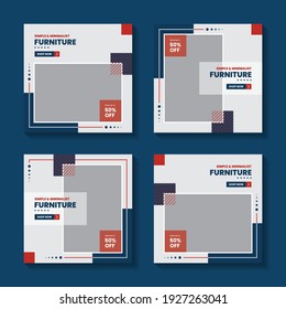 Furniture minimalist social media post template collection
