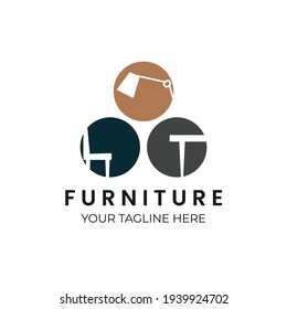 furniture modern color icon logo vector illustration template design. lamp, chair, table logo