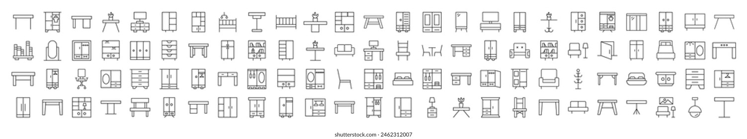 Furniture Modern Line Icons. Perfect for design, infographics, web sites, apps. 