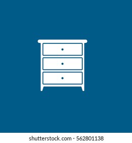 Furniture Nightstand Bedside Table Flat Icon On Blue Background