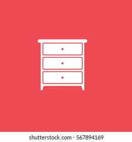 Furniture Nightstand Bedside Table  Flat Icon On Red Background