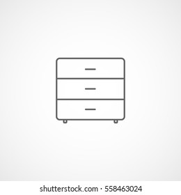 Furniture Nightstand Bedside Table Line Icon On White Background