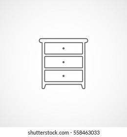 Furniture Nightstand Bedside Table Line Icon On White Background