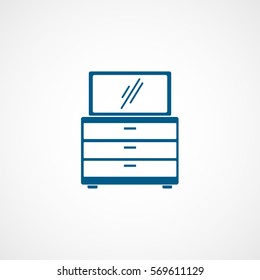 Furniture Nightstand Bedside Table With Mirror Blue Flat Icon On White Background