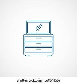 Furniture Nightstand Bedside Table With Mirror Blue Line Icon On White Background