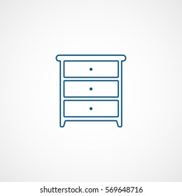 Furniture Nightstand Bedside Table With Mirror Blue Line Icon On White Background