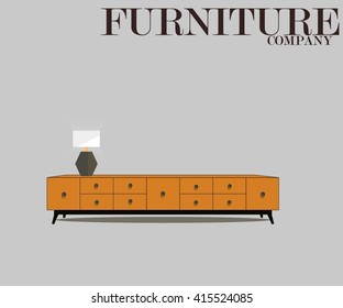 Furniture with nightstand and lamp. Furniture company.