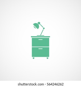 Furniture Nightstand With Lamp Green Flat Icon On White Background
