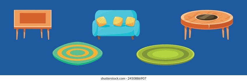 Furniture Object and Room Interior Item Vector Set