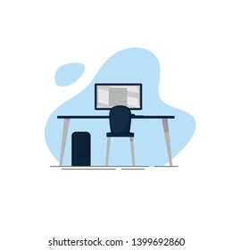 furniture office work desktop set  illustration