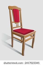Furniture. Old wooden chair on white background. Vector 3d illustration