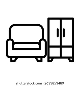 Icono de Vector en negrita de contorno de muebles que se puede modificar o editar fácilmente 