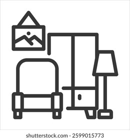 Furniture Outline Icon Vector Illustration