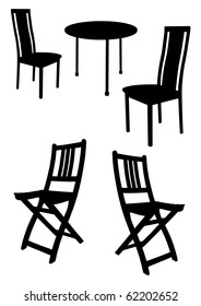 Furniture outlines. Black objects on the white background