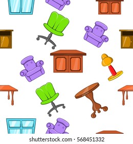 Furniture pattern. Cartoon illustration of furniture vector pattern for web