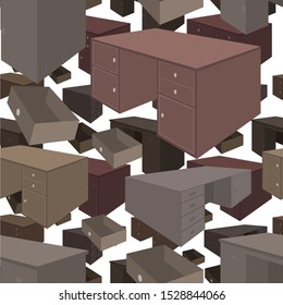 Furniture perspective illustration repeat pattern design