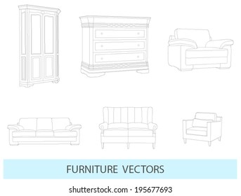 Furniture pieces vectorized