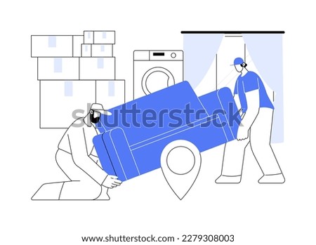 Furniture placing abstract concept vector illustration. Full service movers deals with sofa placing, delivery service, real estate business, packages transportation abstract metaphor.
