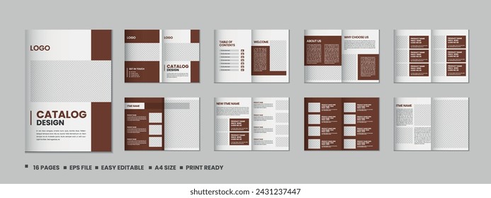 Furniture product catalogue design, multipage brochure catalog template design with mockup