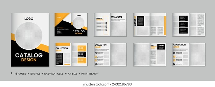 Furniture product catalogue design, multipage brochure catalog template design with mockup