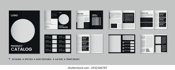 Furniture product catalogue design, multipage brochure catalog template design with mockup