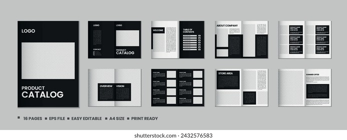 Furniture product catalogue design, multipage brochure catalog template design with mockup