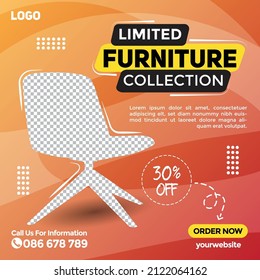 Furniture promotion sale flyer social media post editable template