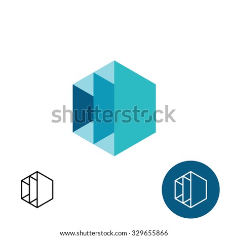 Furniture rack frame construction 3D hex logo template