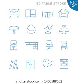 Furniture related icons. Editable stroke. Thin vector icon set, black and white kit