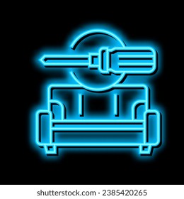 furniture repair neon light sign vector. furniture repair illustration