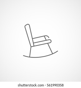 Furniture Rocking Armchair Line Icon On White Background