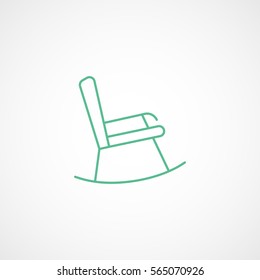 Furniture Rocking Chair Green Line Icon On White Background
