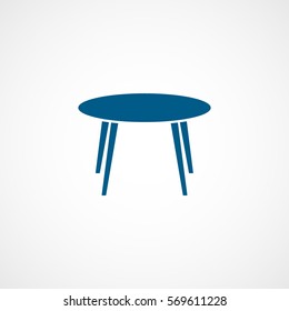 Furniture Round Table Blue Flat Icon On White Background