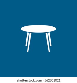 Furniture Round Table Flat Icon On Blue Background