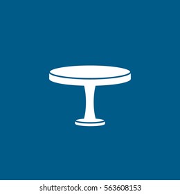 Furniture Round Table Flat Icon On Blue Background