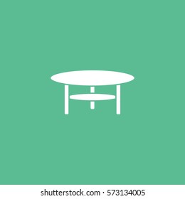 Furniture Round Table Flat Icon On Green Background