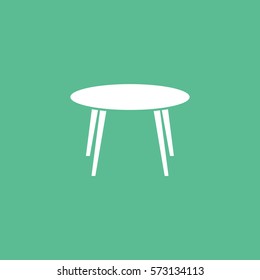 Furniture Round Table Flat Icon On Green Background