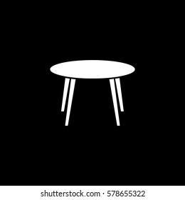 Furniture Round Table Flat Icon On Black Background