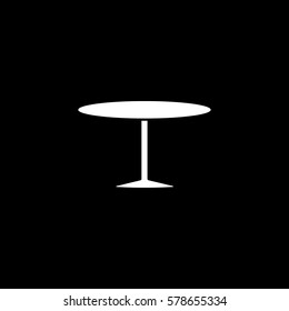 Furniture Round Table Flat Icon On Black Background