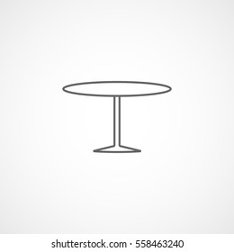 Furniture Round Table Line Icon On White Background