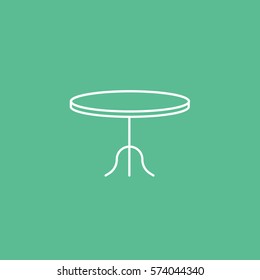 Furniture Round Table Line Icon On Green Background