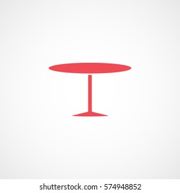Furniture Round Table Red Flat Icon On White Background