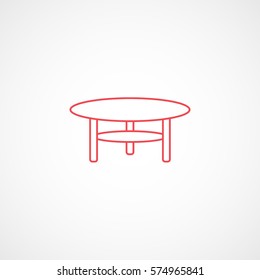 Furniture Round Table Red Line Icon On White Background