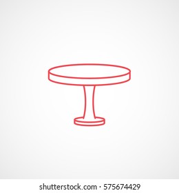Furniture Round Table Red Line Icon On White Background