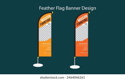 Furniture sale feather flag design. Fully editable vector template design