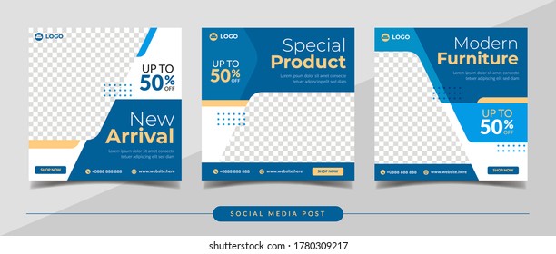 Furniture sale and home decor banner for social media post template