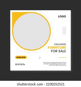 Furniture sale instagram feed post social media banner template
