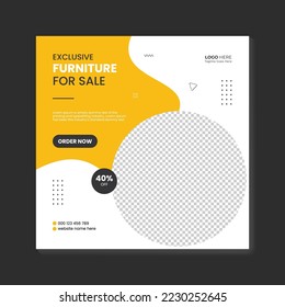 Furniture sale instagram feed post social media banner template